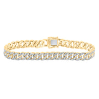 Load image into Gallery viewer, 10kt Yellow Gold Mens Round Diamond Cuban Link Bracelet 1-1/2 Cttw
