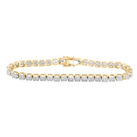 Load image into Gallery viewer, 10kt Yellow Gold Mens Round Diamond Cluster Tennis Fashion Bracelet 3-1/3 Cttw
