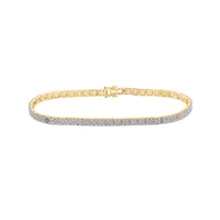 Load image into Gallery viewer, 10kt Yellow Gold Mens Round Diamond Link Solitaire Bracelet 4-3/4 Cttw
