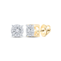 Load image into Gallery viewer, 10kt Yellow Gold Womens Round Diamond Circle Frame Solitaire Stud Earrings 1/5 Cttw
