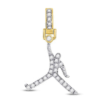 Load image into Gallery viewer, 10kt Yellow Gold Mens Round Diamond Basketball Charm Pendant 1/5 Cttw
