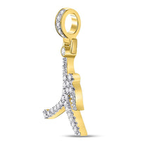 Load image into Gallery viewer, 10kt Yellow Gold Mens Round Diamond Basketball Charm Pendant 1/5 Cttw

