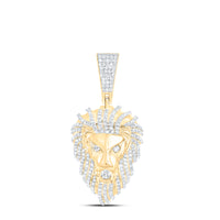 Load image into Gallery viewer, 10kt Yellow Gold Mens Round Diamond Lion Head Charm Pendant 1-1/3 Cttw
