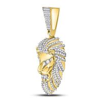 Load image into Gallery viewer, 10kt Yellow Gold Mens Round Diamond Lion Head Charm Pendant 1-1/3 Cttw
