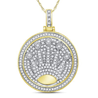Load image into Gallery viewer, 10kt Yellow Gold Mens Round Diamond King Crown Charm Pendant 7/8 Cttw
