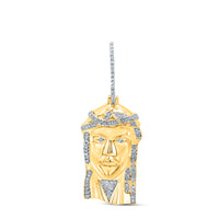 Load image into Gallery viewer, 10kt Yellow Gold Mens Round Diamond Jesus Charm Pendant 1/5 Cttw
