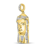 Load image into Gallery viewer, 10kt Yellow Gold Mens Round Diamond Jesus Charm Pendant 1/5 Cttw
