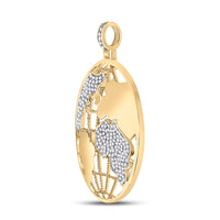 Load image into Gallery viewer, 10kt Yellow Gold Mens Round Diamond World Globe Charm Pendant 5/8 Cttw
