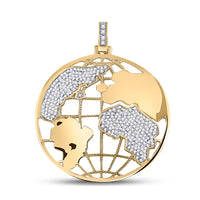 Load image into Gallery viewer, 10kt Yellow Gold Mens Round Diamond World Globe Charm Pendant 5/8 Cttw
