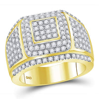 Load image into Gallery viewer, 14kt Yellow Gold Mens Round Diamond Cushion Cluster Ring 2-1/2 Cttw
