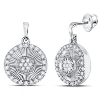 Load image into Gallery viewer, 10kt White Gold Womens Round Diamond Circle Dangle Earrings 1/4 Cttw
