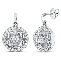 Load image into Gallery viewer, 10kt White Gold Womens Round Diamond Circle Dangle Earrings 1/4 Cttw
