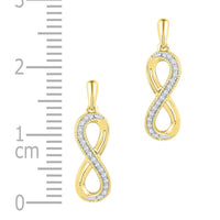 Load image into Gallery viewer, 10kt Yellow Gold Womens Round Diamond Infinity Dangle Earrings 1/10 Cttw
