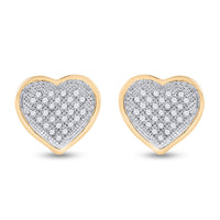 Load image into Gallery viewer, 10kt Yellow Gold Womens Round Diamond Heart Cluster Earrings 1/6 Cttw

