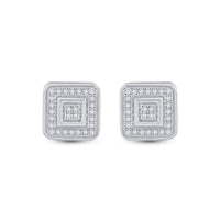 Load image into Gallery viewer, 10kt White Gold Womens Round Diamond Square Earrings 1/6 Cttw
