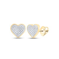 Load image into Gallery viewer, 10kt Yellow Gold Womens Round Diamond Heart Cluster Screwback Earrings 1/4 Cttw
