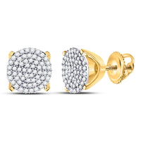 Load image into Gallery viewer, 10kt Yellow Gold Womens Round Diamond Circle Cluster Stud Earrings 1/3 Cttw
