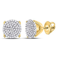 Load image into Gallery viewer, 10kt Yellow Gold Womens Round Diamond Circle Cluster Stud Earrings 1/3 Cttw
