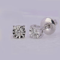 Load image into Gallery viewer, 10kt White Gold Womens Round Diamond Solitaire Stud Earrings 1/10 Cttw
