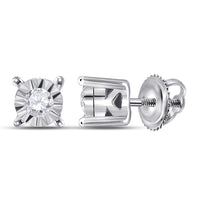 Load image into Gallery viewer, 10kt White Gold Womens Round Diamond Solitaire Stud Earrings 1/10 Cttw
