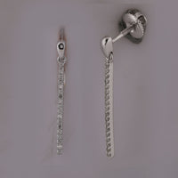 Load image into Gallery viewer, 10kt White Gold Womens Round Diamond Vertical Drop Dangle Earrings 1/5 Cttw
