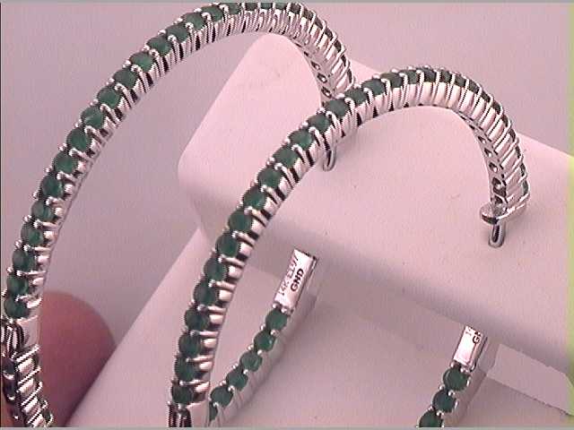2  1/3CTW-DIA EMERALD HOOPS