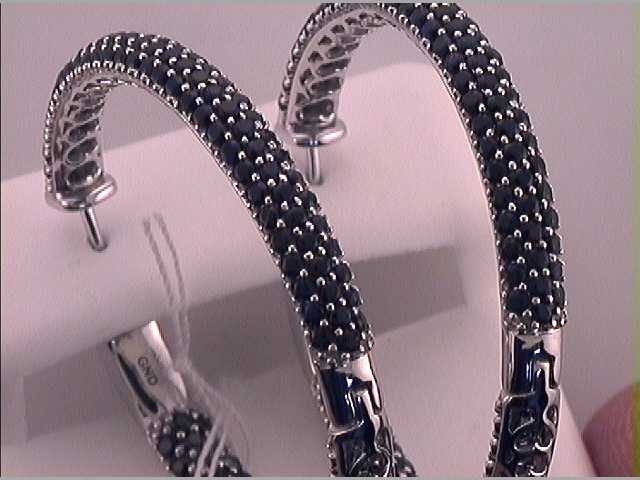 5  3/4CTW-DIA BLACK SAPPHIRE NATURAL GEM HOOPS