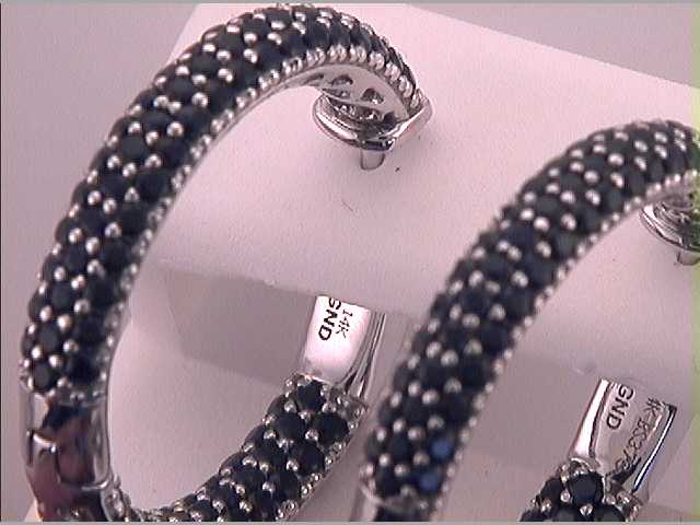 3  3/8CTW-DIA BLACK SAPPHIRE HOOPS
