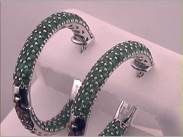 2  3/4CTW-DIA EMERALD HOOPS