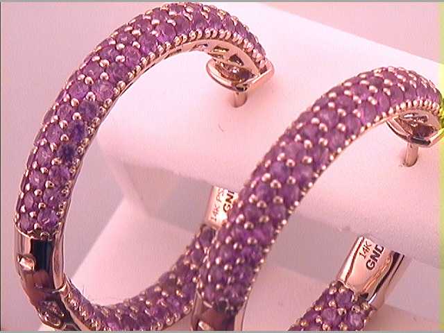 3  3/8CTW-DIA PINK SAPPHIRE HOOPS