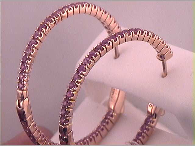 2  1/5CTW-DIA PINK SAPPHIRE HOOPS