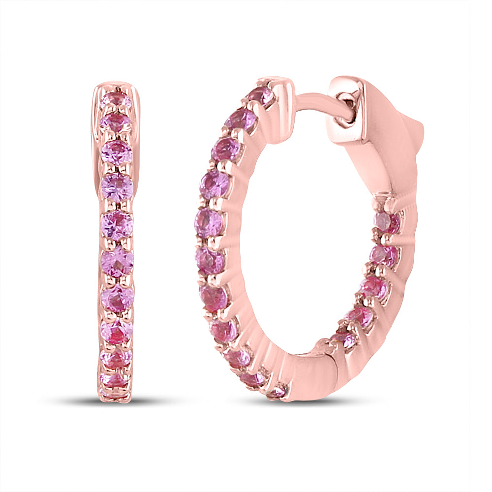 1 1/5CTW-DIA PINK SAPPHIRE HOOPS