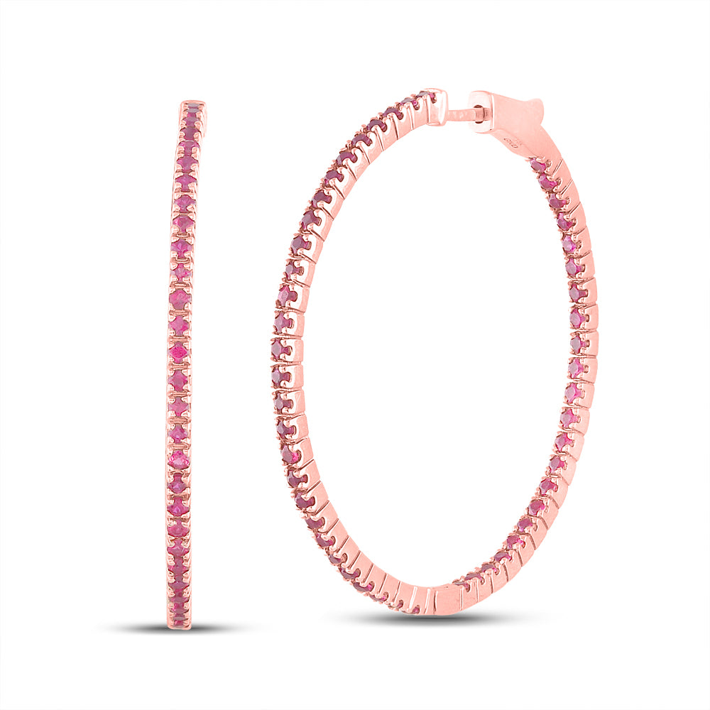 2  7/8CTW-DIA RUBY NATURAL GEM HOOPS