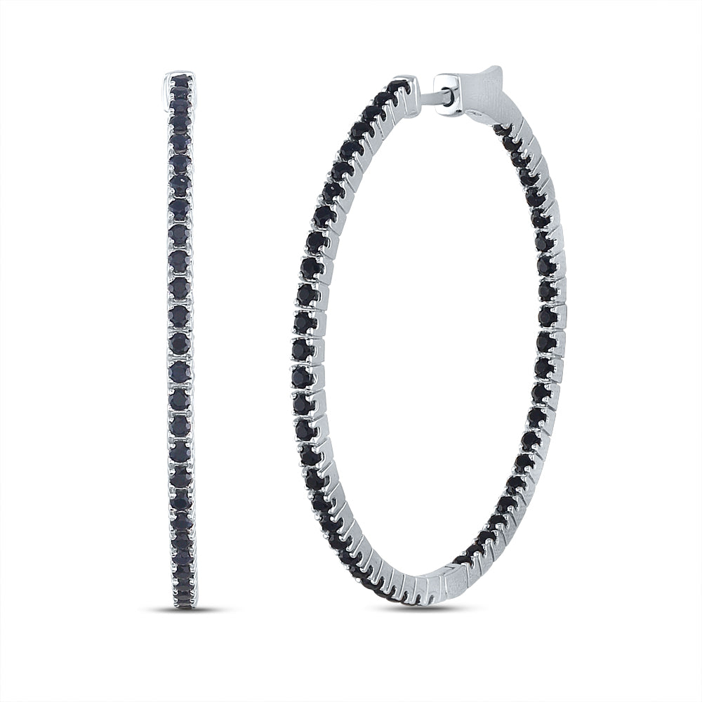 2  7/8CTW-DIA BLACK SPPHIRE NATURAL GEM HOOPS