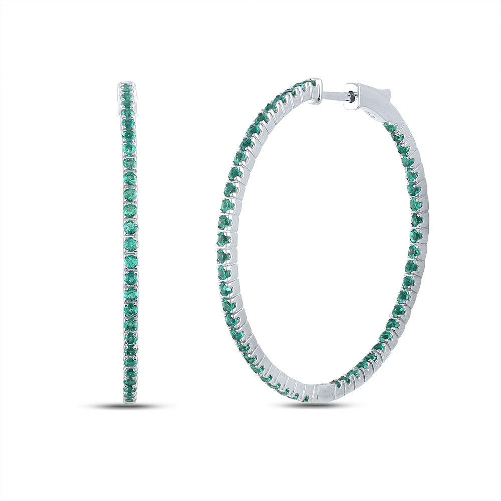 2  1/3CTW-DIA EMERALD HOOPS