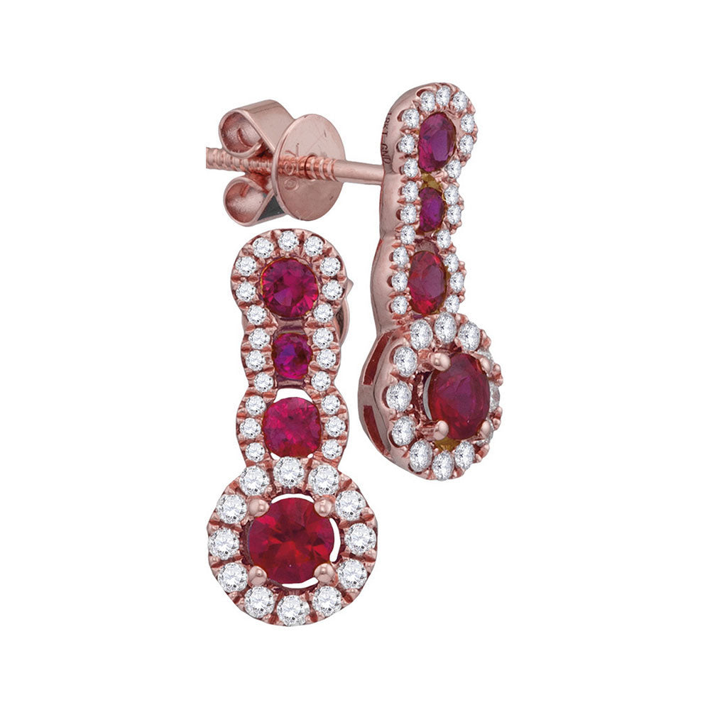 3/8CTW-DIA 7/8CT-RUBY EARRING