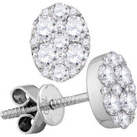 Load image into Gallery viewer, 18kt White Gold Womens Round Diamond Convertible Oval Jacket Dangle Earrings 1.00 Cttw
