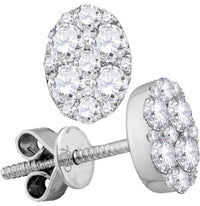 Load image into Gallery viewer, 18kt White Gold Womens Round Diamond Convertible Oval Jacket Dangle Earrings 1.00 Cttw
