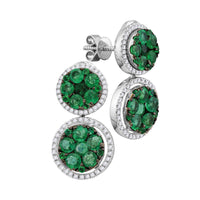 Load image into Gallery viewer, 18kt White Gold Womens Round Emerald Diamond Convertible Dangle Jacket Earrings 1.00 Cttw
