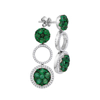 Load image into Gallery viewer, 18kt White Gold Womens Round Emerald Diamond Convertible Dangle Jacket Earrings 1.00 Cttw
