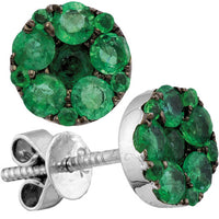 Load image into Gallery viewer, 18kt White Gold Womens Round Emerald Diamond Convertible Dangle Jacket Earrings 1.00 Cttw
