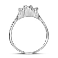 Load image into Gallery viewer, Sterling Silver Womens Round Diamond Illusion-set Flower Cluster Ring 1/10 Cttw
