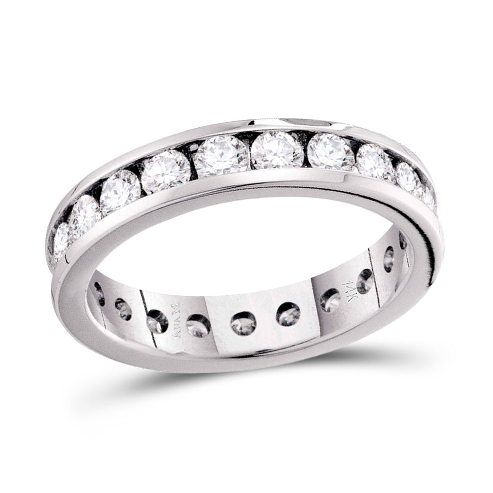 14k White Gold Womens Round Diamond Bridal Wedding Anniversary Eternity Band 1-1/2 Cttw