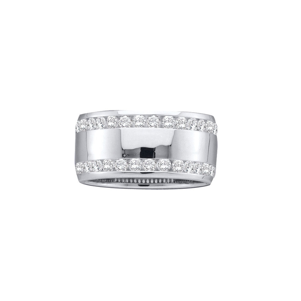 14kt White Gold Womens Round Diamond Double Row Eternity Wedding Band 1.00 Cttw