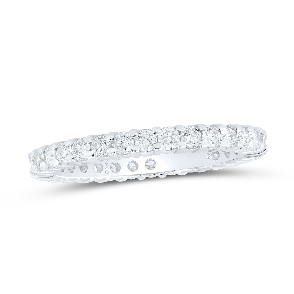 14kt White Gold Womens Round Pave-set Diamond Eternity Wedding Anniversary Band 1.00 Cttw