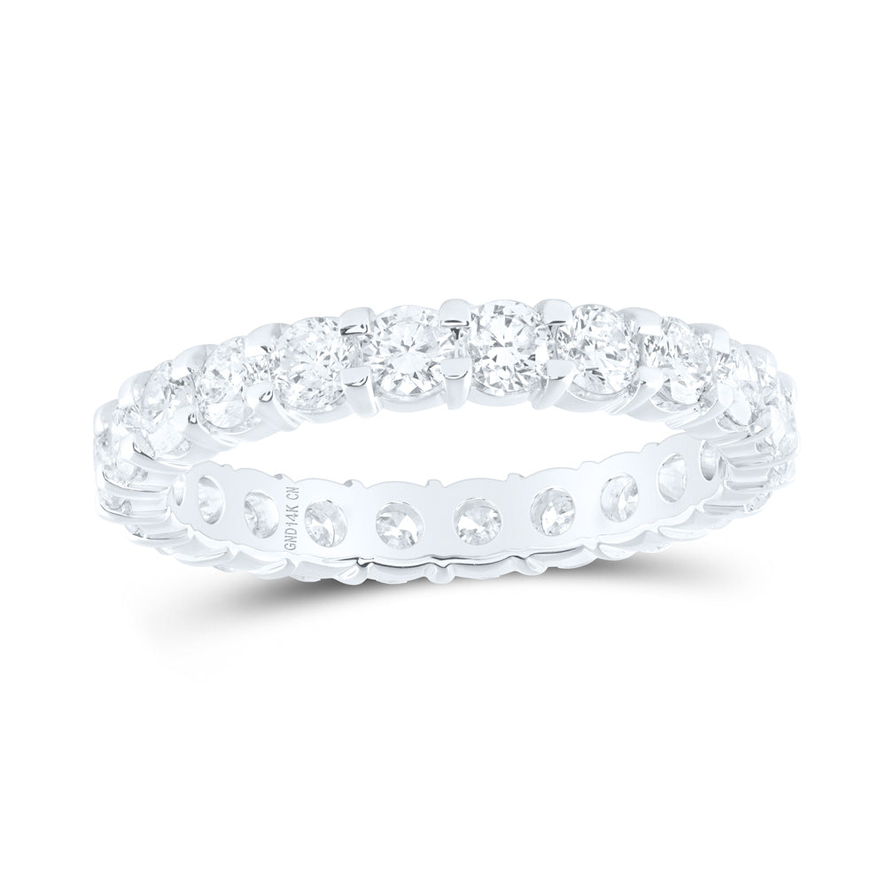 14kt White Gold Womens Round Pave-set Diamond Eternity Wedding Band 2.00 Cttw