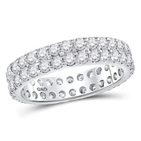 Load image into Gallery viewer, 14kt White Gold Womens Round Diamond Double Row Eternity Wedding Band 2.00 Cttw
