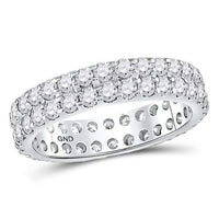 Load image into Gallery viewer, 14kt White Gold Womens Round Diamond Double Row Eternity Wedding Band 2.00 Cttw
