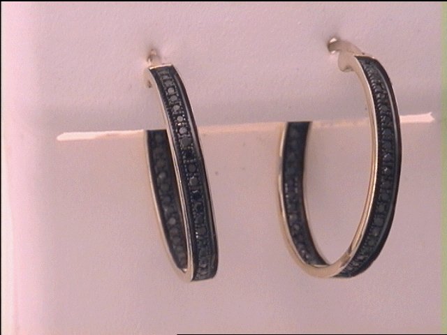10kt Yellow Gold Womens Color Enhanced Black Diamond Hoop Earrings 1/4 Cttw
