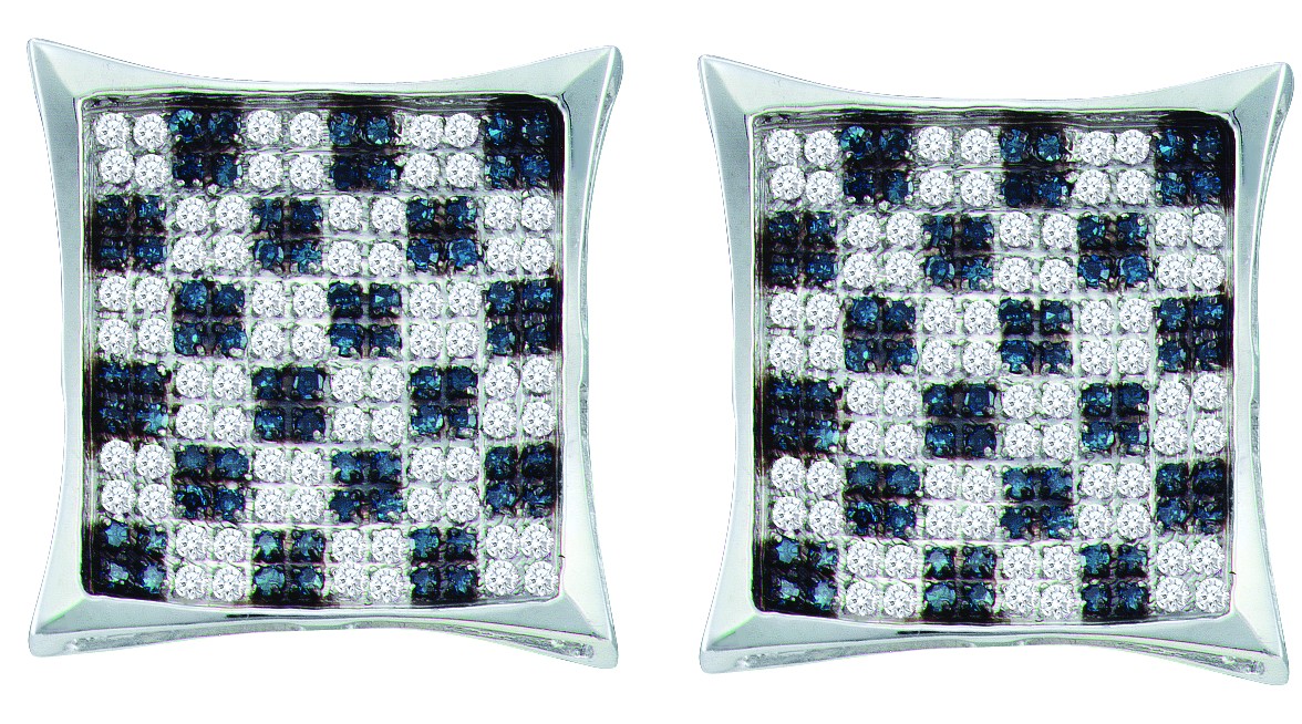 7/8CTW-DIA MICRO-PAVE BLUE EARRING